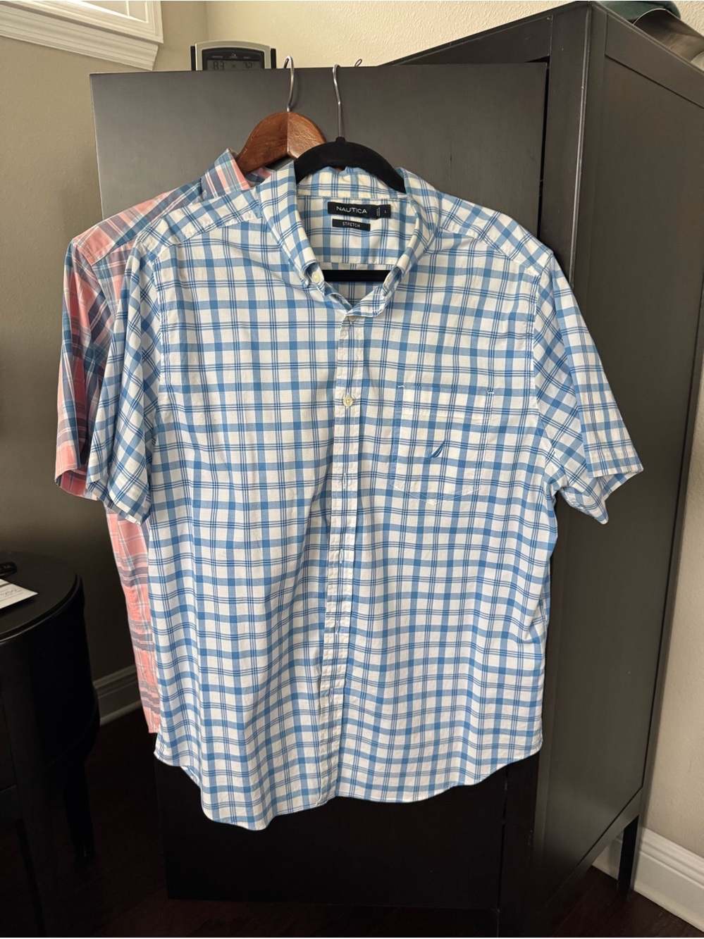 Lot of 2 Nautica large short-sleeved button down shirts